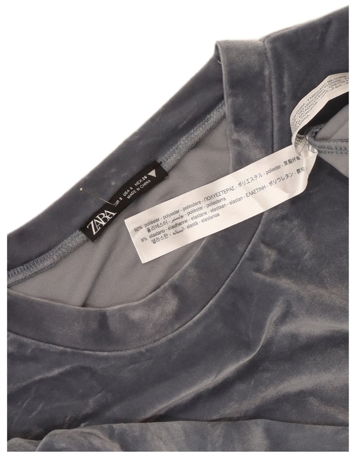 Damska bluza oversize Zara Crop Velour UK 10 Small Grey