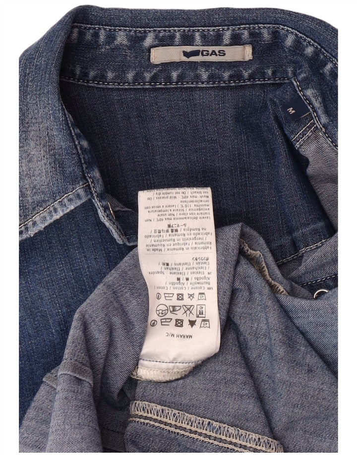 Damska koszula dżinsowa z krótkim rękawem Gas UK 12, średnia niebieska bawełna