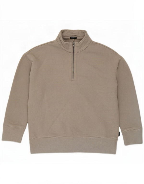 Hollister Damski sweter o swobodnym kroju i zapinanym na zamek UK 6 XS Szary bawełniany