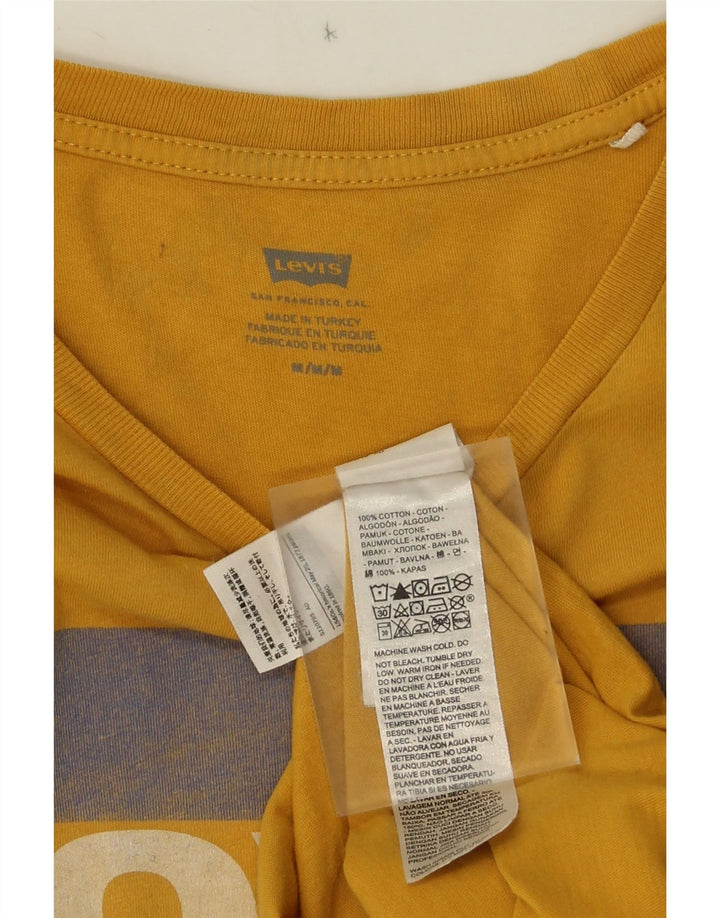 Męska koszulka z grafiką Levi's Top, średnia żółta bawełna z blokami kolorów