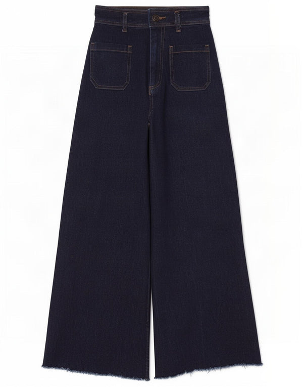 Damskie jeansy rozkloszowane z wysokim stanem Zara EU 34 2XS W24 L28 Granatowa bawełna