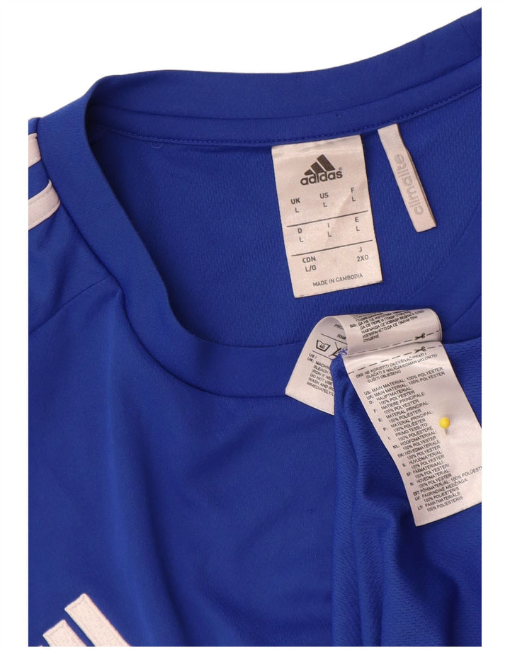 Adidas Męska koszulka Climalite Top, duża, niebieska, poliestrowa z blokami kolorów