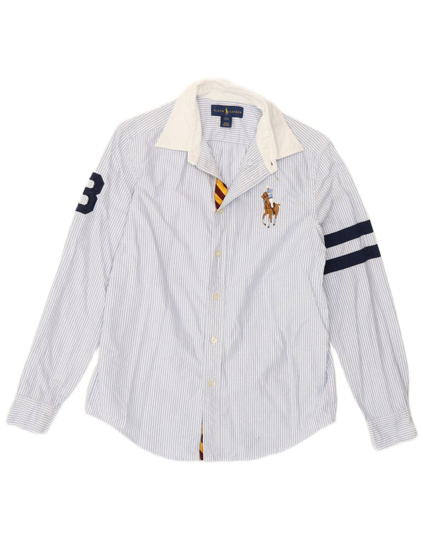 Chłopięca koszula z grafiką Ralph Lauren na 14-15 lat, niebieska, bawełniana w prążki