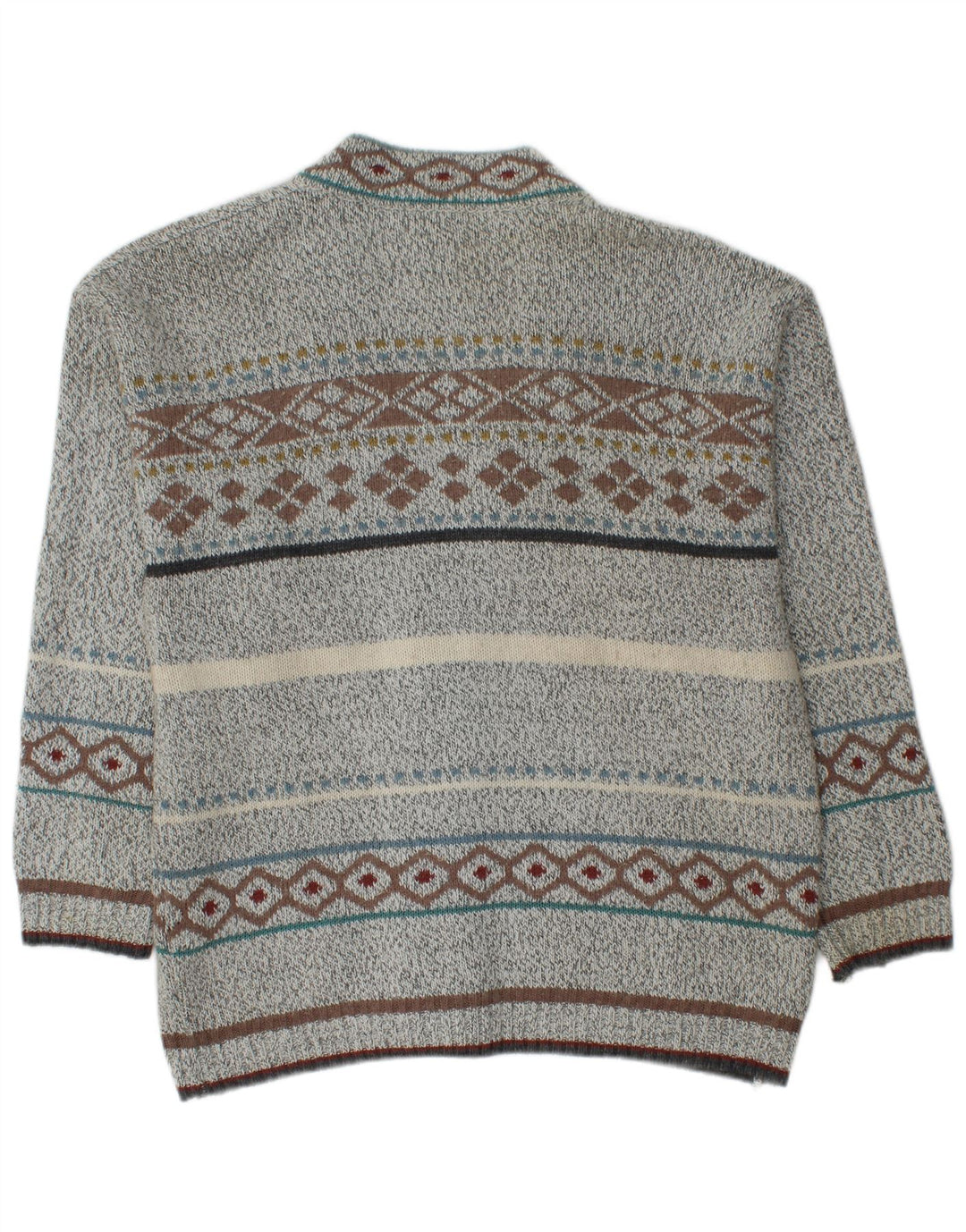 Męski sweter rozpinany VINTAGE średnio szary Fair Isle