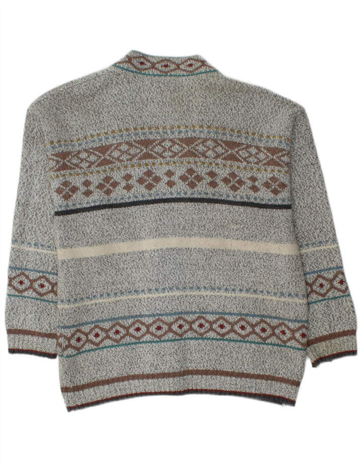 Męski sweter rozpinany VINTAGE średnio szary Fair Isle