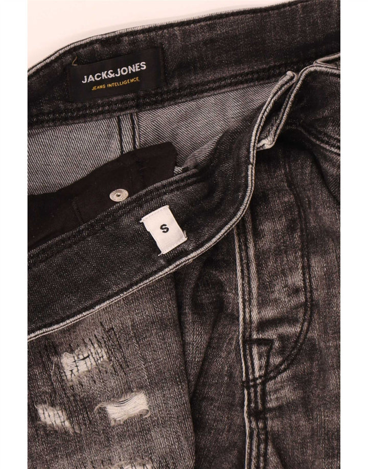 Męskie spodenki dżinsowe Jack & Jones w trudnej sytuacji, małe W32, szare, bawełniane