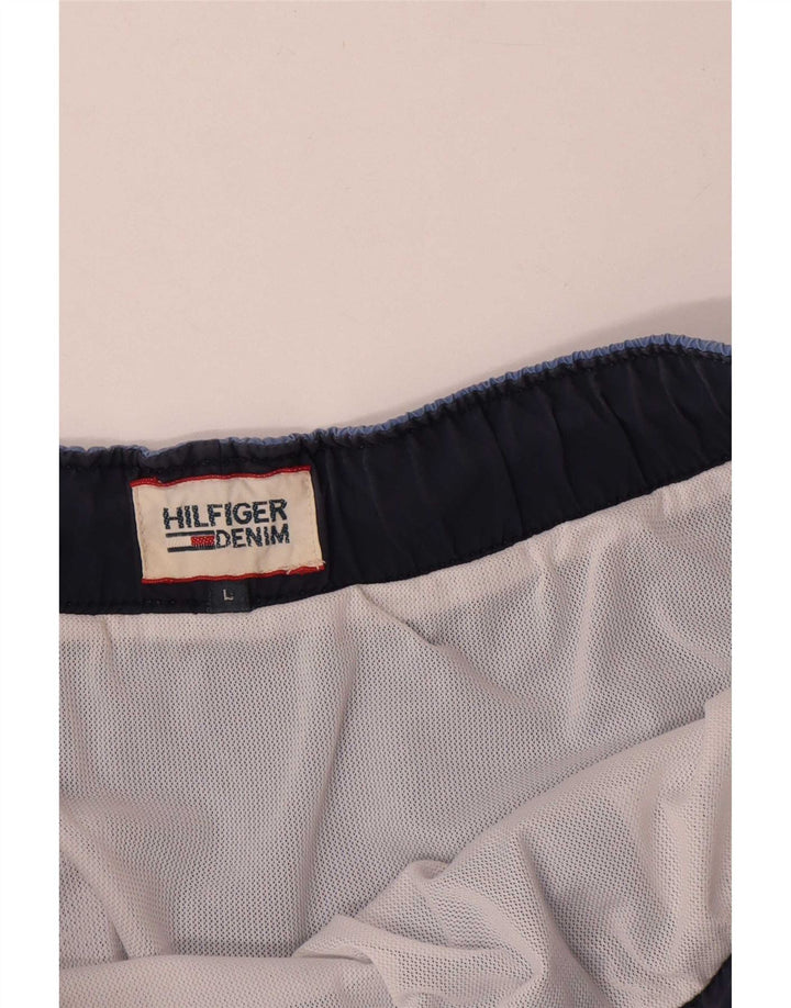 Męskie spodenki kąpielowe Tommy Hilfiger z grafiką, duże, niebieskie, poliestrowe