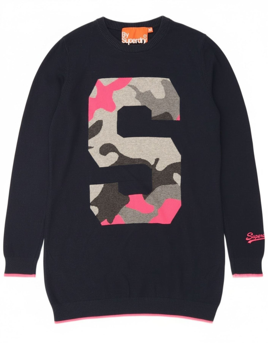 Damski sweter Superdry z okrągłym wycięciem pod szyją, UK 12, średni granatowy