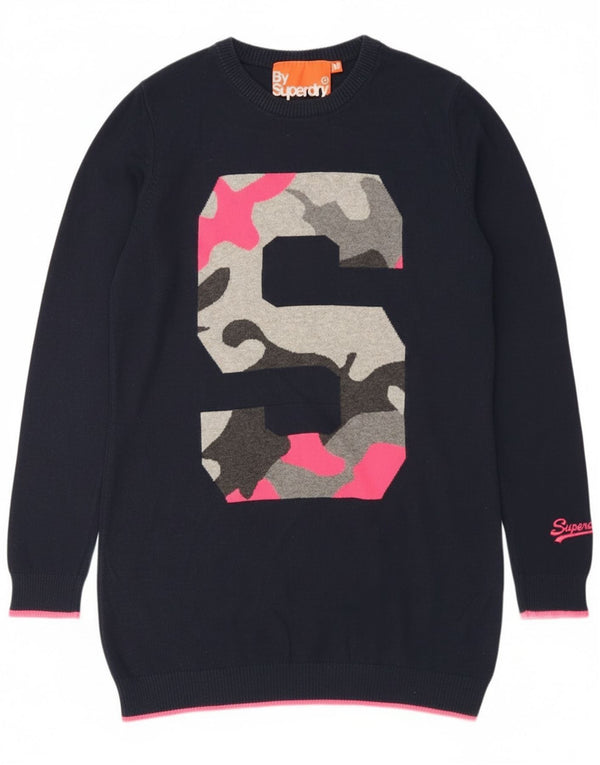 Damski sweter Superdry z okrągłym wycięciem pod szyją, UK 12, średni granatowy