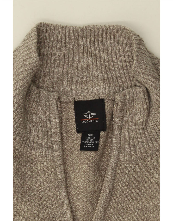 DOCKERS Mens Zip Neck Jumper Sweater Medium Grey Colourblock Acrylic Vintage Dockers and Second-Hand Dockers from Messina Hembry 