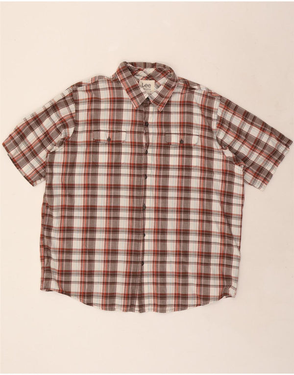 LEE Męskie ogrodniczki z krótkim rękawem XL, wielokolorowa bawełniana krata