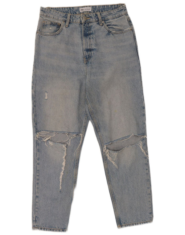 Damskie jeansy Zara w trudnej sytuacji, zwężane EU 40 Medium W30 L27, niebieska bawełna