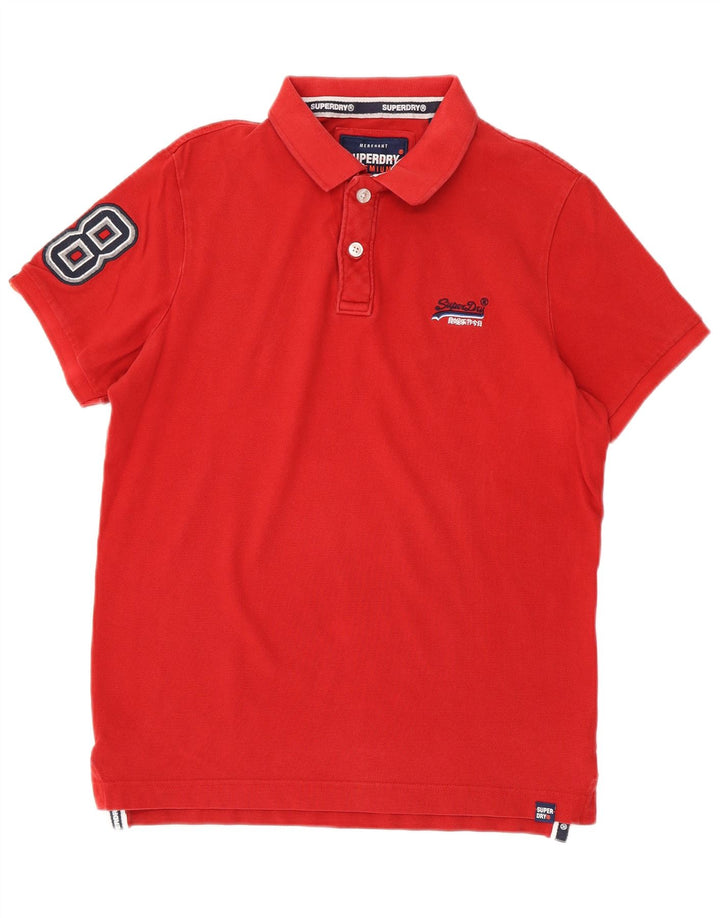Męska koszulka polo Superdry z grafiką, duża, czerwona, bawełniana