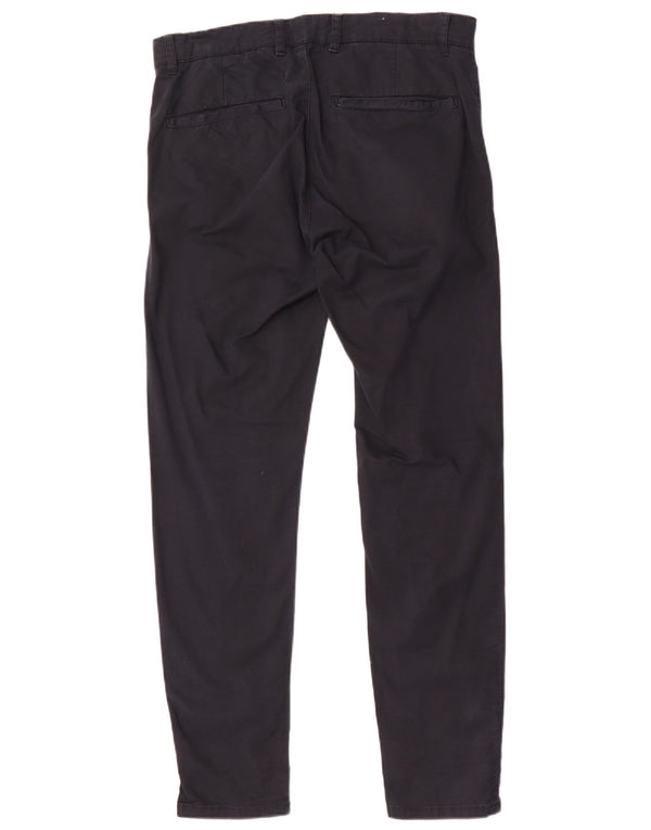 Zara Mens Slim Chino Trousers EU 42 Large W32 L30 Navy Blue Cotton