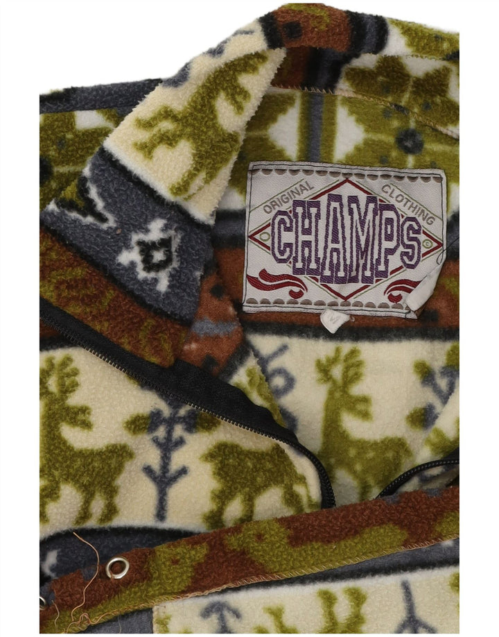 Męski sweter polarowy z zamkiem błyskawicznym w stylu vintage, średni, wielokolorowy Fair Isle
