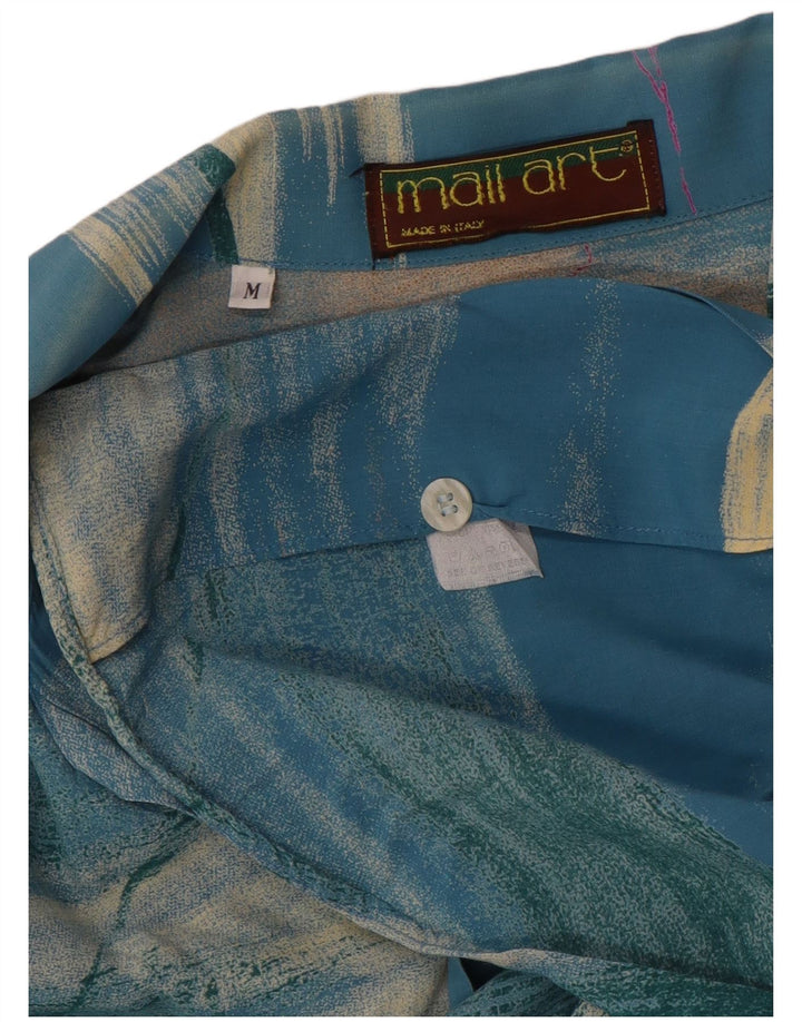 Koszula męska z krótkim rękawem w stylu vintage, abstrakcyjny wzór, średnia, wielobarwna