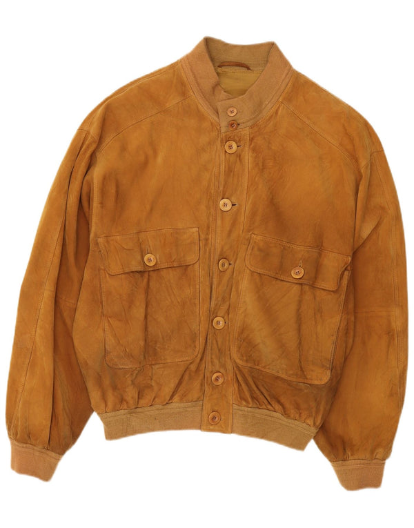 Męska zamszowa kurtka bomberka Vittorio Forti IT 50, duża, beżowa skóra