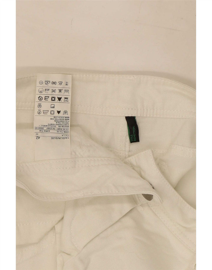 Damskie spodnie Benetton IT 42 Medium W32 Biała bawełna