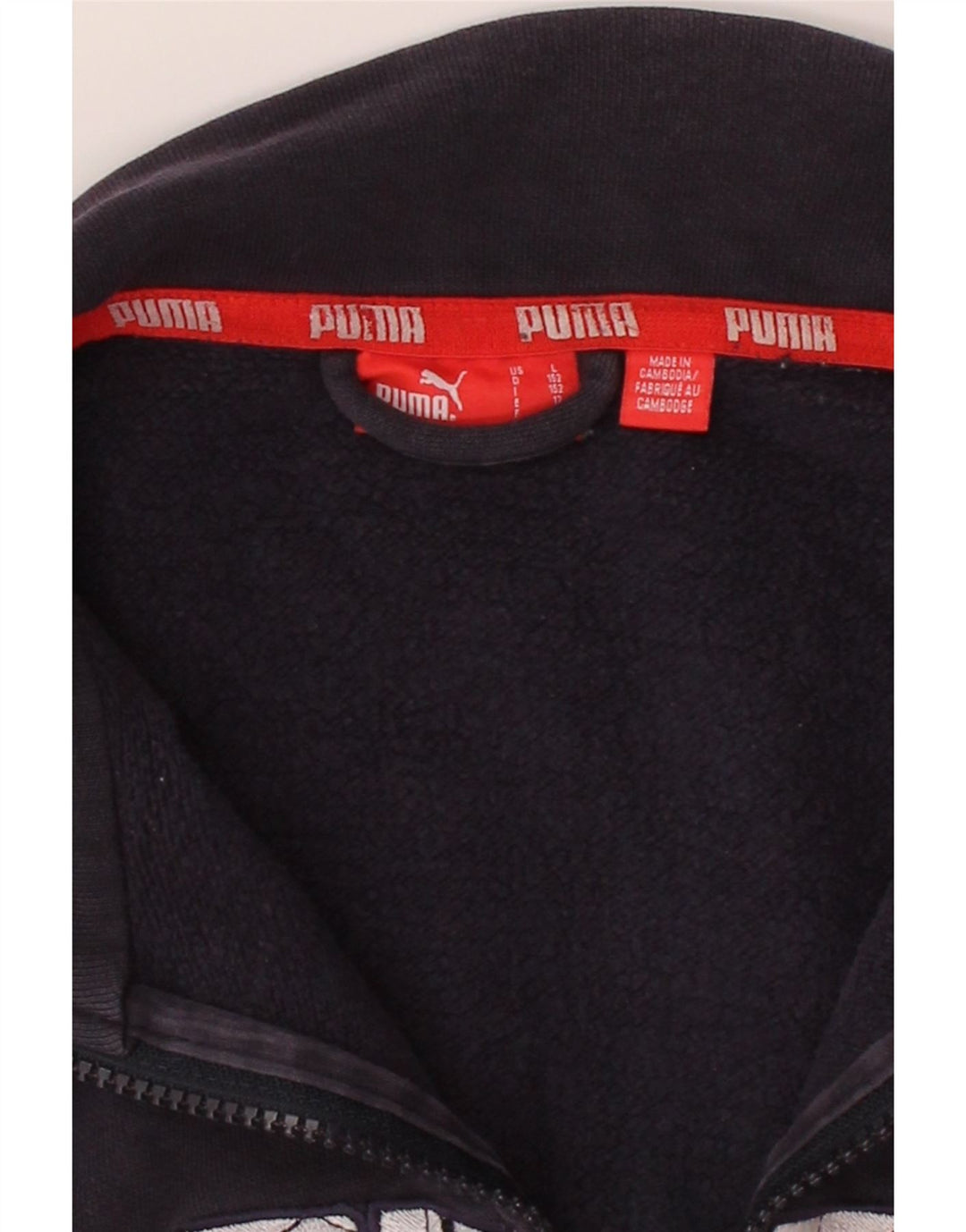 PUMA Boys Graphic Tracksuit Top Jacket 11-12 Years Navy Blue Cotton Vintage Puma and Second-Hand Puma from Messina Hembry 