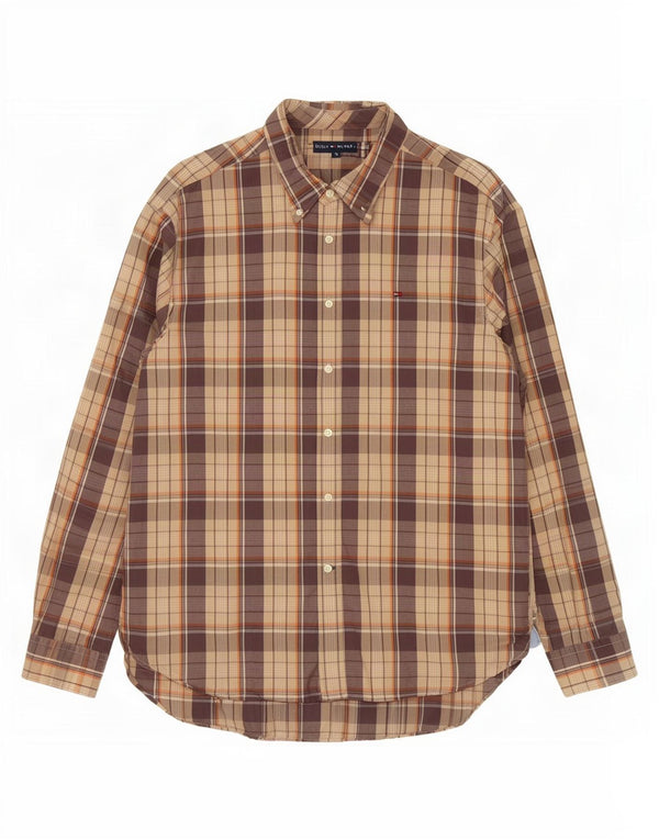 Tommy Hilfiger Mens Shirt XL Beige Check Cotton