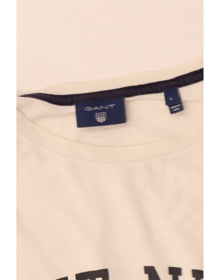 Męski T-shirt z grafiką GANT, duży, biały, bawełniany