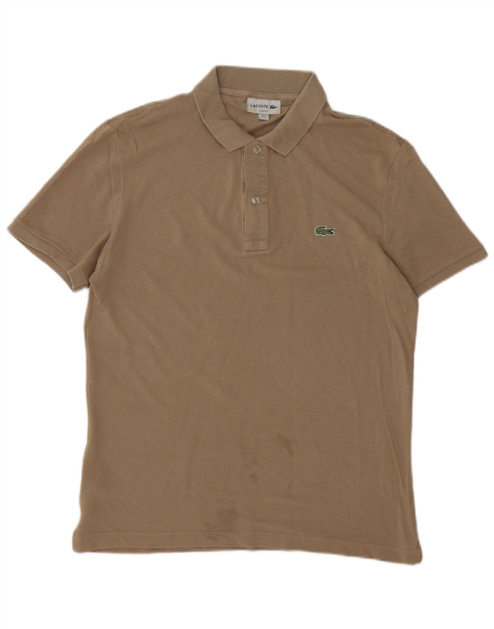Męska koszulka polo Lacoste Slim Fit, rozmiar 4, średnio brązowa, bawełniana
