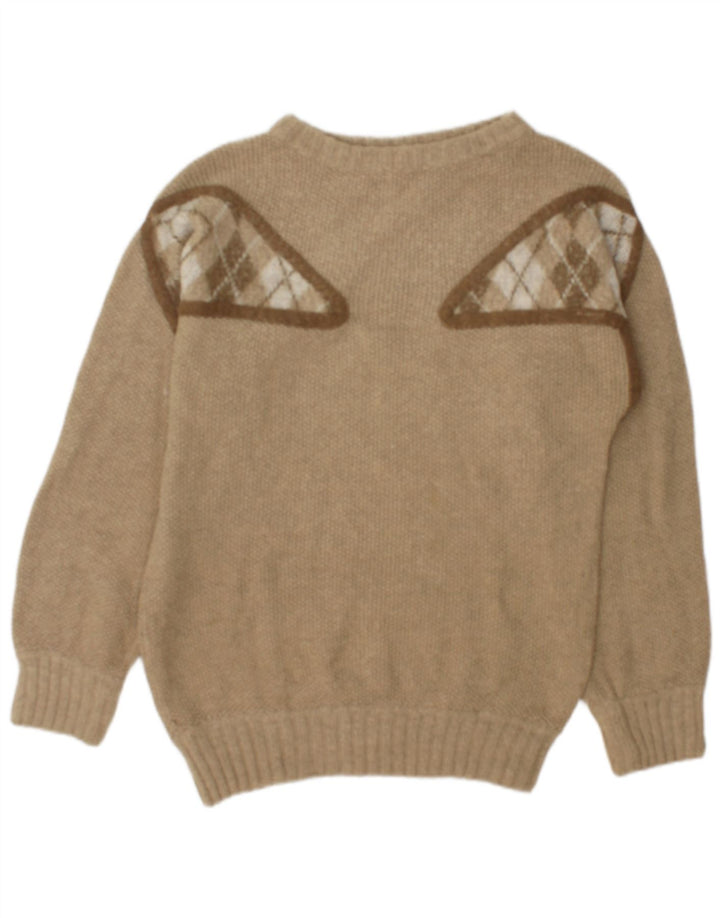 Vintage męski sweter z dekoltem w łódkę, średnio zielony, geometryczny