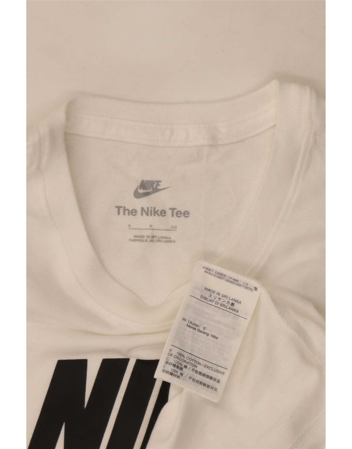 Męski T-shirt z grafiką Nike, mały, biały, bawełniany