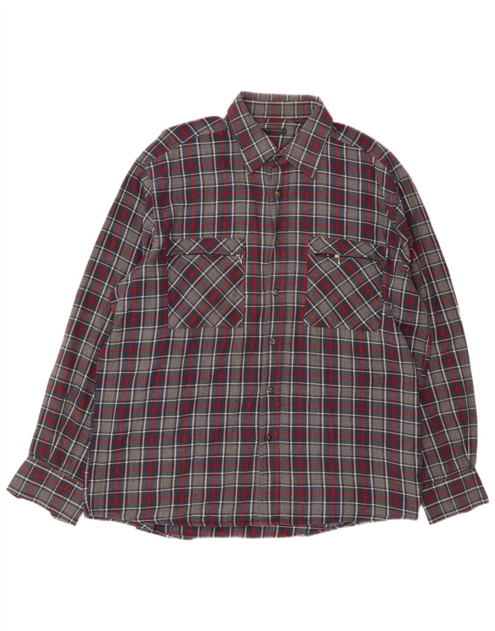 Męska koszula flanelowa SEA BARRIER XL, bawełniana, szara krata