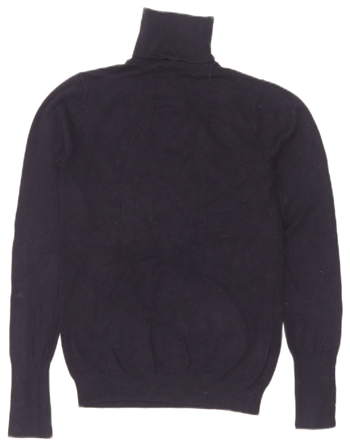 Sweter damski Zara z wywijanym dekoltem UK 8, mały, granatowy