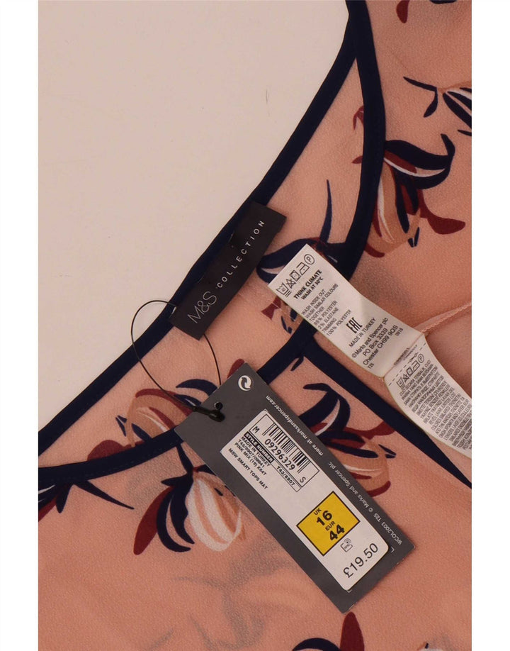 Bluzka damska Marks & Spencer UK 16, duża, różowa, z poliestru w kwiaty