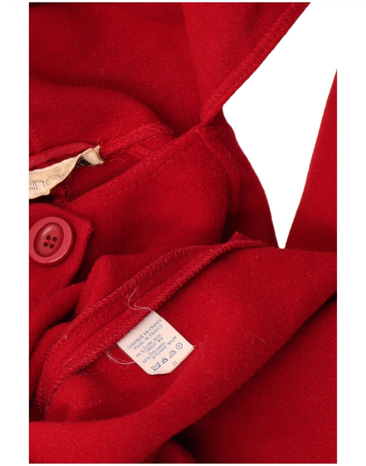 Płaszcz damski w stylu vintage, wiązany z przodu, UK 18 XL, czerwona wełna