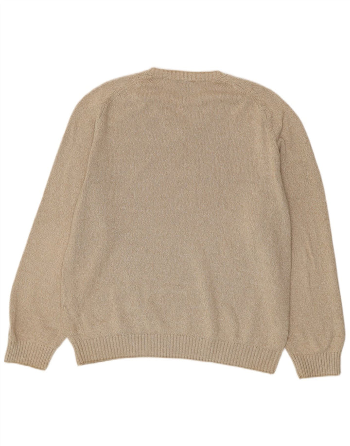 Męski sweter Gant z dekoltem w kształcie litery V, XL, beżowy, bawełniany