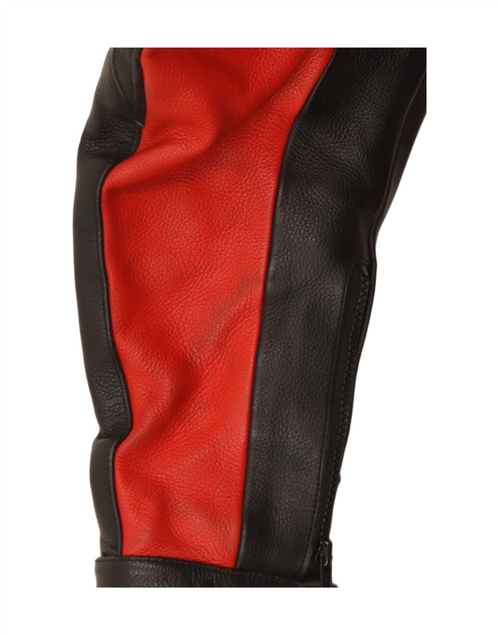 Męska skórzana kurtka racer w stylu vintage UK 40, duża, wielokolorowa