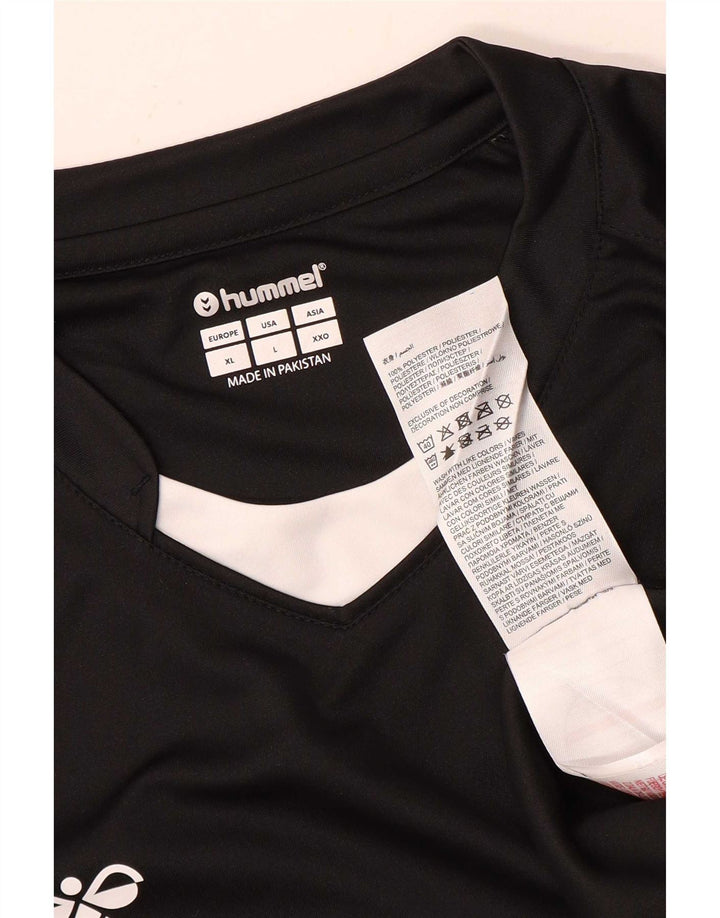 Męski T-shirt z grafiką Hummel, duży czarny poliester z blokami kolorów