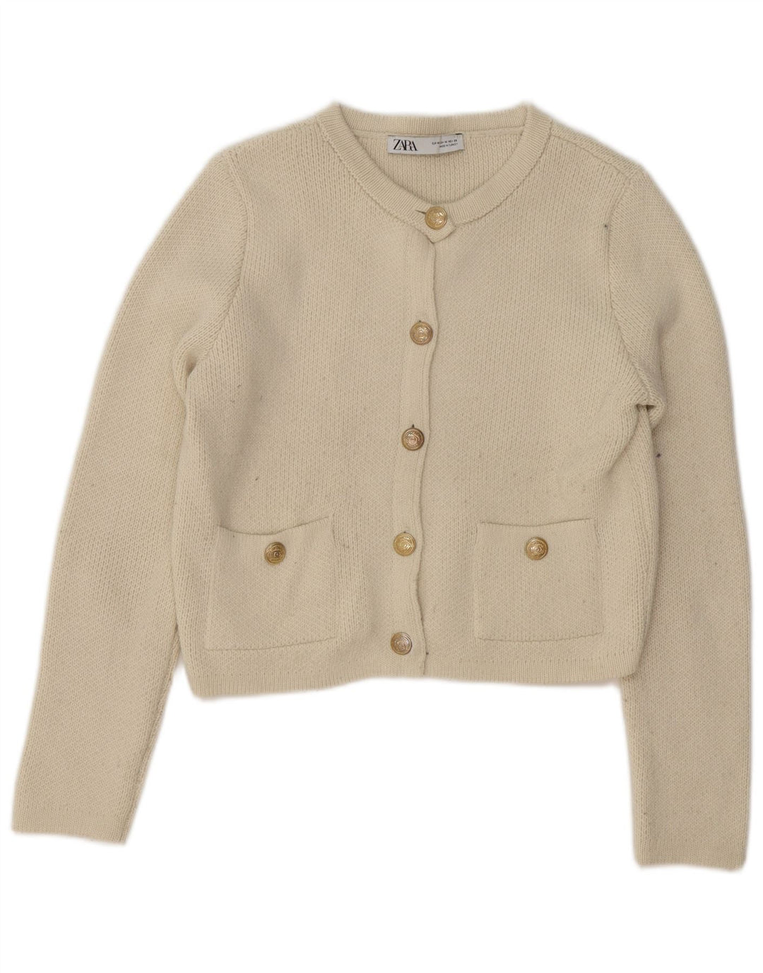 Sweter damski Zara Crop Cardigan UK 14 Medium Off White