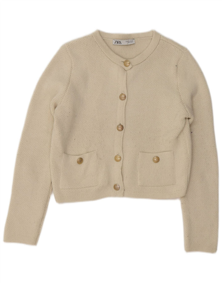 Sweter damski Zara Crop Cardigan UK 14 Medium Off White