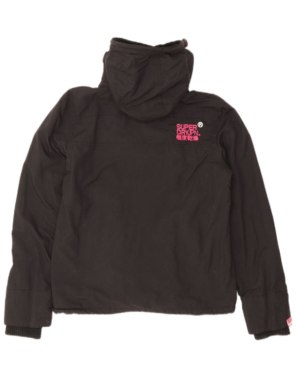 Damska wiatrówka z kapturem Superdry Graphic UK 14 Średni czarny nylon