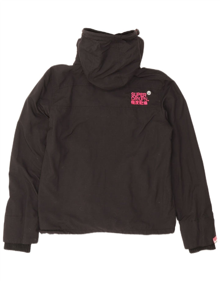 Damska wiatrówka z kapturem Superdry Graphic UK 14 Średni czarny nylon
