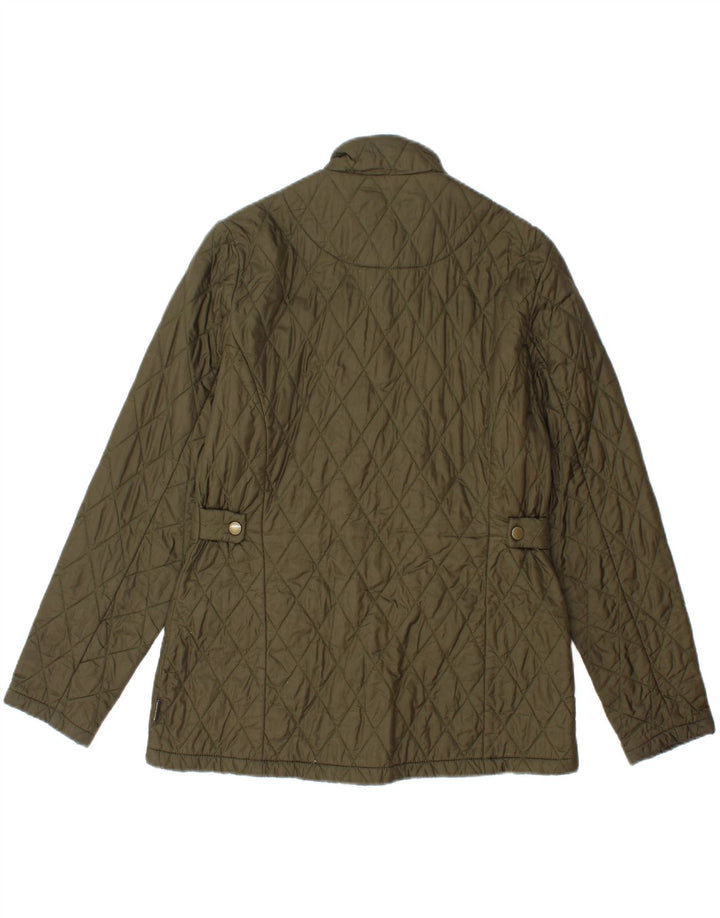 BARBOUR Womens Quilted Jacket UK 12 Medium Khaki Vintage Barbour and Second-Hand Barbour from Messina Hembry 