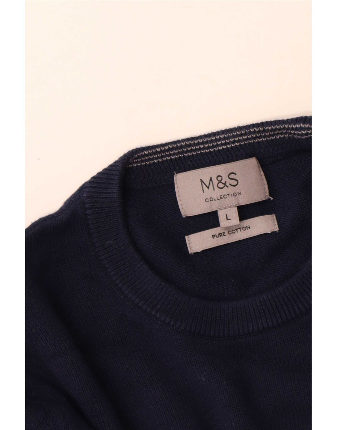 Marks & Spencer Męski sweter z okrągłym dekoltem, duży, granatowy, bawełniany