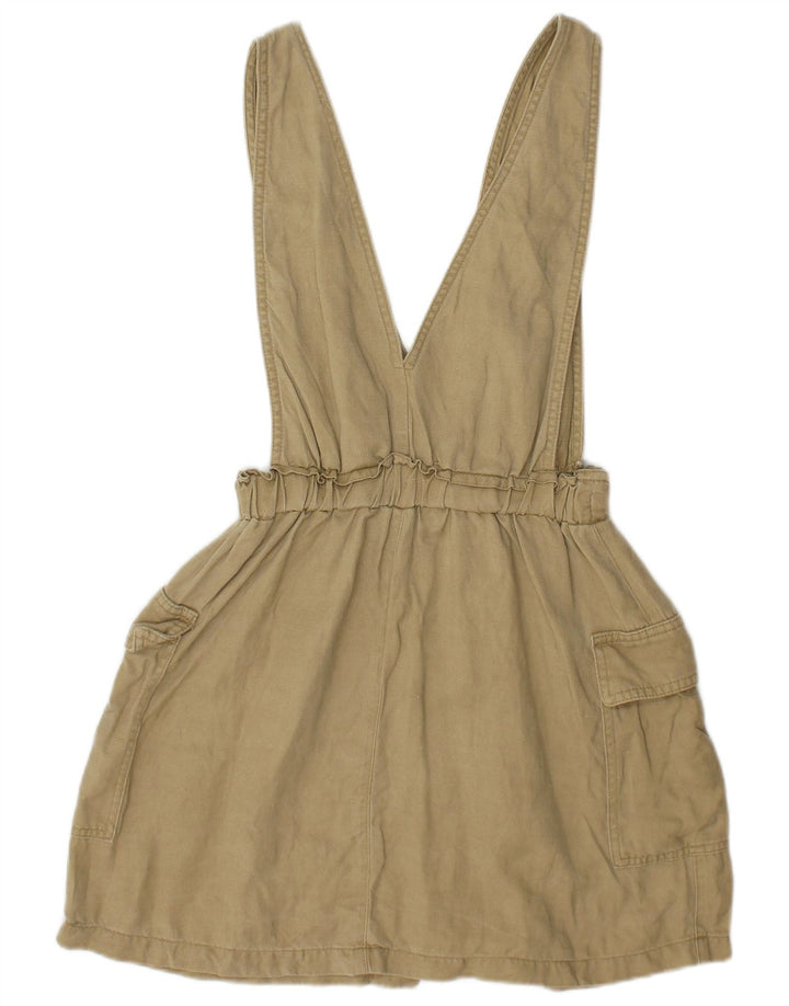 Damskie ogrodniczki Zara Spódnica cargo, mała W26, khaki, lniana