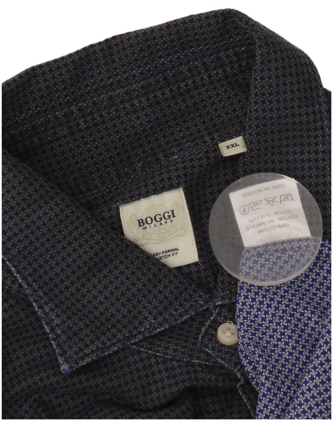 Koszula męska BOOGIE Milano Custom Fit 2XL, granatowa, bawełniana w pepitkę