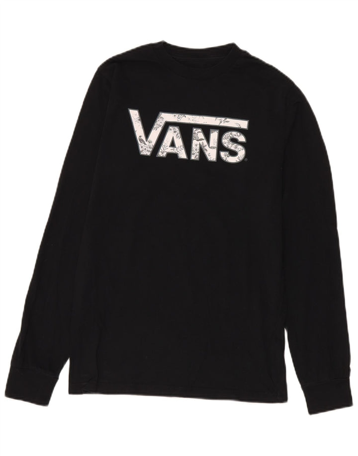 Męski top Vans o klasycznym kroju z grafiką, długim rękawem, mały, czarny, bawełniany