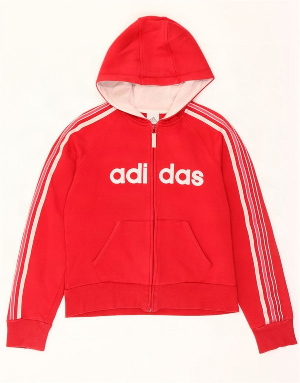 Damska bluza z kapturem Adidas Graphic Zip UK 12 Średnia czerwona bawełna