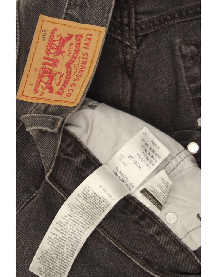 Męskie dżinsy Levi's 501 Straight W30 L28 Czarna bawełna