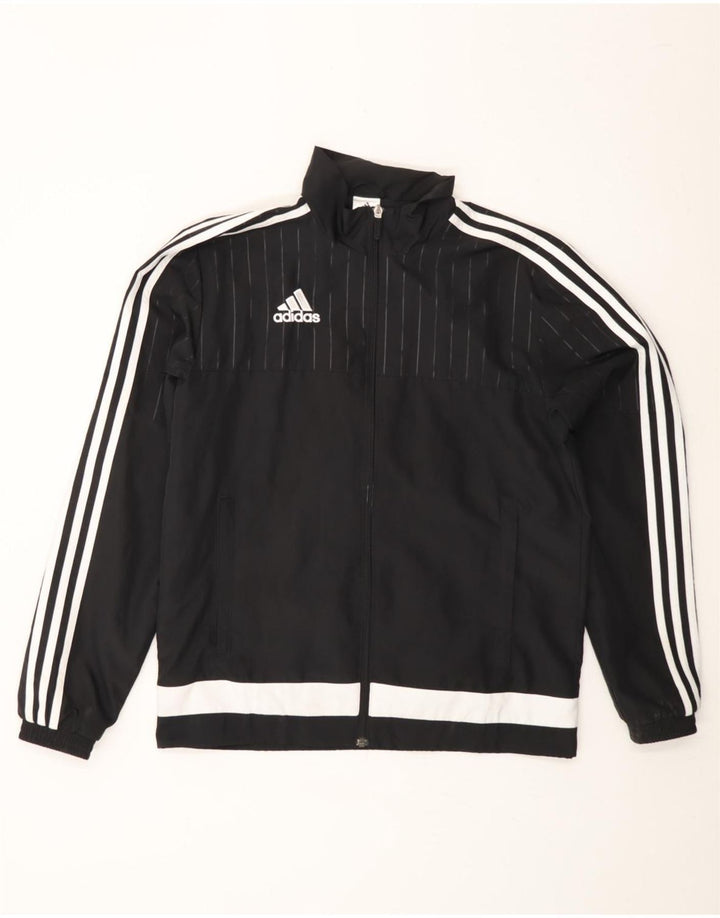 Męska kurtka dresowa ADIDAS, mała, czarna, z poliestru w blokach kolorów