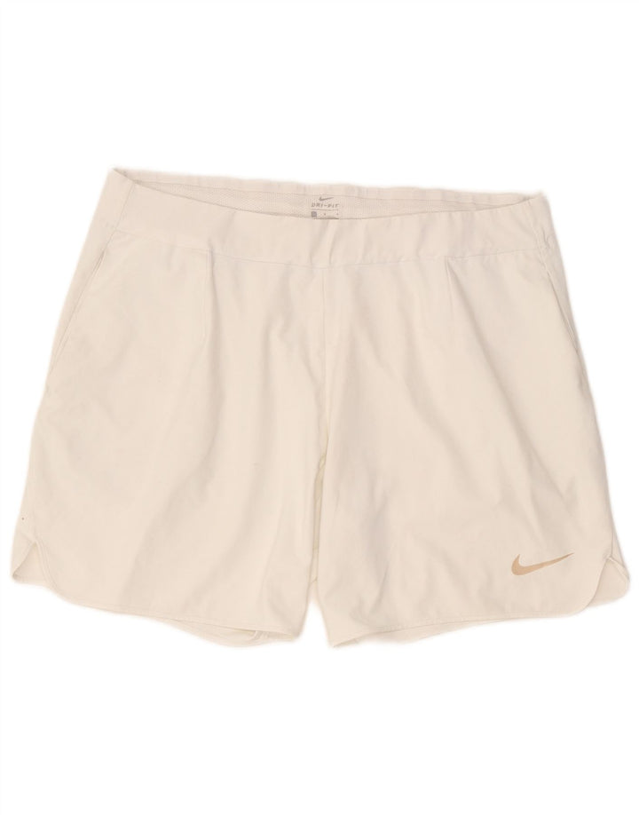 Damskie spodenki sportowe Nike Dri Fit UK 16, duże, białe, poliestrowe