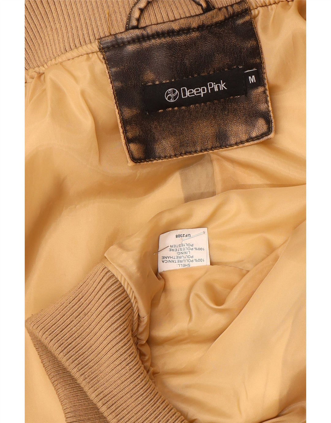 Vintage damska kurtka bomber ze sztucznej skóry UK 14, średni brąz