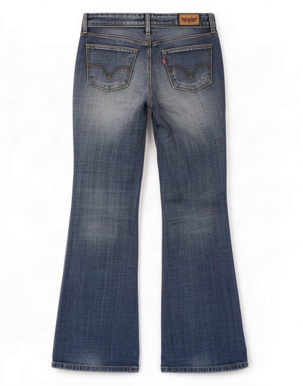 Damskie jeansy Levi's 572 z niskim stanem i przetarciami Bootcut W28 L30 Niebieska bawełna